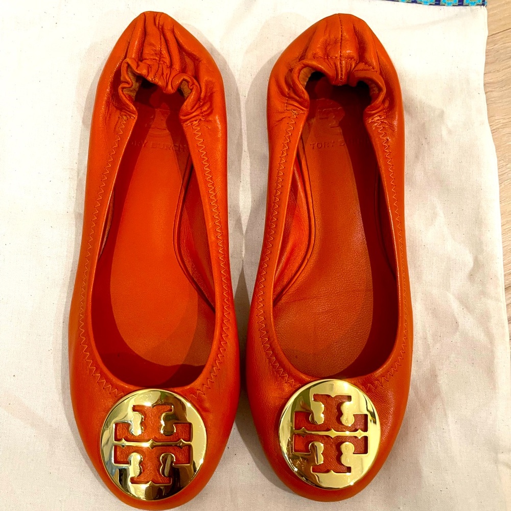 Tory Burch orange flats Clair Ballet size 7